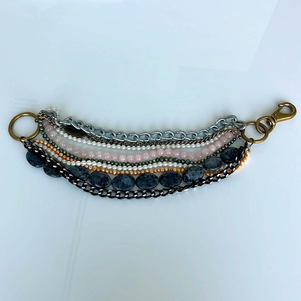 Statement Piece! Multi Stone Brushed Gold Necklace - image 3